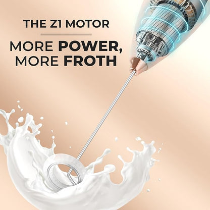 Zulay Kitchen Powerful Milk Frother Wand With 4 AA Duracell Batteries - Ultra Fast Handheld Drink Mixer - Electric Whisk Foam Maker for Coffee, Lattes, Cappuccino, Matcha & Creamer - Rose Peach - Image 4