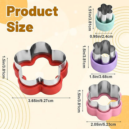 4 Pcs Flower Cookie Cutter Set, Stainless Steel Flower Biscuit Cutters, 4 Sizes Pastry Dough Cutters for Baking, Cookie Shaper for Donut English Muffin Sandwich