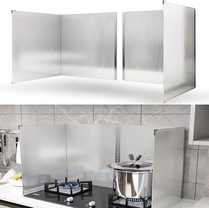 2 PCS Stove Grease Splatter Screens Guard | Range Backsplash Splatter Guard for Wall | 2 Sided Foldable Splash Shield Metal Panel Protector for Cooking, Stainless Steel, 15.7 X 15.7 X 15.7 Inches by Hora+Retozar
