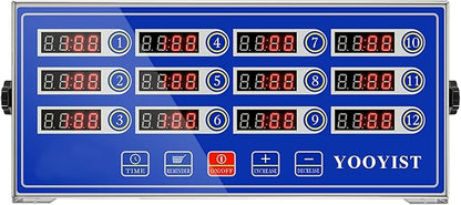 Precision Kitchen Timers for Cooking – 12 Channel Commercial Kitchen Timer Restaurant Kitchen Supplies – Stainless Steel Digital LED Chef Cooking Timer – Reminder Function, Loud Alarm, Blue by YOOYIST