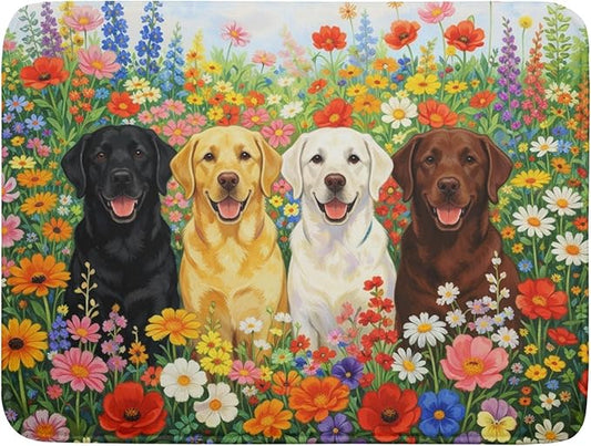 Spring Absorbent Drying Mat Colorful Flowers Dog Dish Drying Mat for Kitchen Counter 18 X 24 In by Giwawa