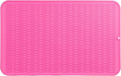 MicoYang Silicone Dish Drying Mat for Multiple Usage,Easy clean,Eco-friendly,Heat-resistant Silicone Mat for Kitchen Counter or Sink,Refrigerator or Drawer Liner Rose 3XL 28 inches x 18 inches by MicoYang
