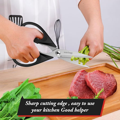 iBayam All Purpose Kitchen Scissors, Kitchen Shears with Protective Sheath Durable Stainless Steel Sharp Scissors, Dishwasher Safe, Soft Grip Handle for Cooking Food Herb Pizza Salad Seafood, 8.5 Inch - Image 6