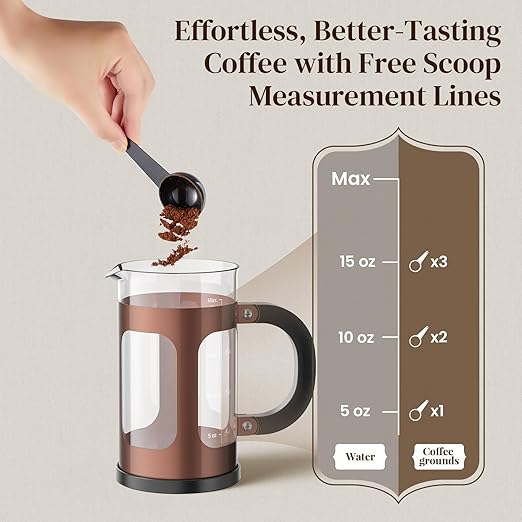 Veken French Press Coffee Maker 21oz 0.6 L, Single Serve Small Pot, Heat Resistant Thickened Borosilicate Glass, Stainless Steel Brewer, Cold Brew Cafetera Teapot for Kitchen Travel Camping, Copper - Image 7