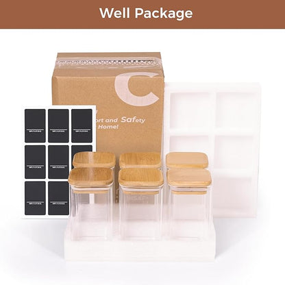 ComSaf 6Pcs 8oz Spice Jars with Label Trial Set, Glass Spice Jars with Bamboo Lids Supplementary Set, Seasoning Container Trial Pack, Perfect for Ktichen Starter - Image 9