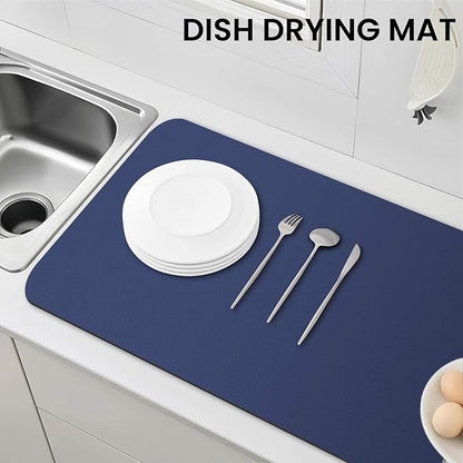 WISELIFE Dish Drying Mat Super Absorbent Drying Mat Large Dish Drying Mats for Kitchen Counter Easy Clean Dish Mat Kitchen Drying Mat18"x 32" Classic Blue - Image 7