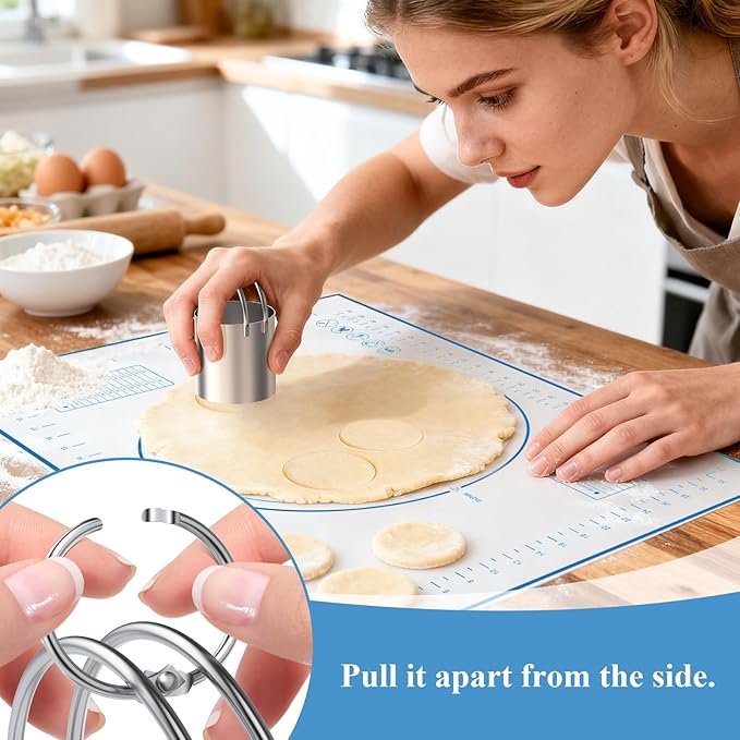Biscuit Cutter Set, Blue Silicone Baking Mats，Stainless Steel Pastry Blender, Dough Cutter,Pastry Cutter, Baking Tools and Accessories Kit (4 Set Blue) - Image 5