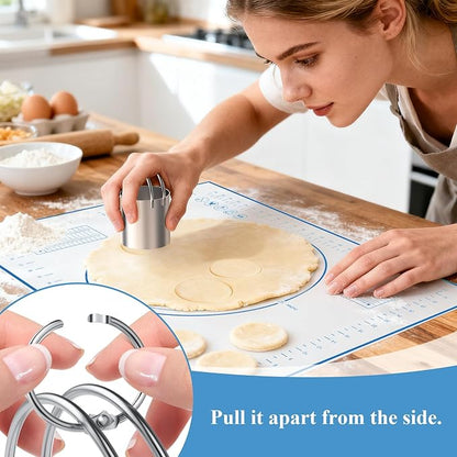 Biscuit Cutter Set, Blue Silicone Baking Mats，Stainless Steel Pastry Blender, Dough Cutter,Pastry Cutter, Baking Tools and Accessories Kit (4 Set Blue) - Image 5