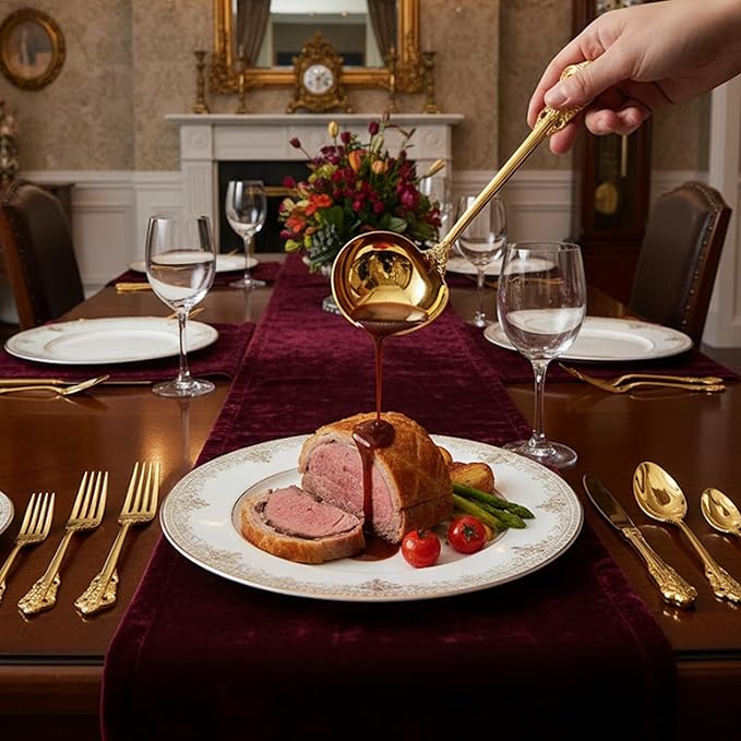 KEAWELL Premium 7.5 inch Luxury Gravy Ladle, 18/10 Stainless Steel, Small Gravy Spoon for Home. Solid and Sturdy, Dishwasher Safe. (2, Gold)