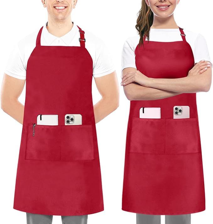 Utopia Kitchen 2 Pack Bib Apron, Adjustable with 2 Pockets, Water and Oil Resistant, Cooking Kitchen Chef Apron for Women Men by UTOPIAKITCHEN