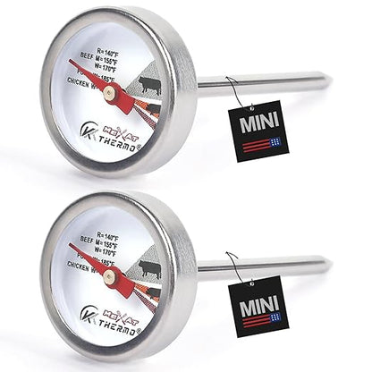 Mini Custom Poultry Meat Thermometer Steak Thermometer for Grilling Instant Read Cooking Thermometer Stainless Dial Steel for Beef, Pork and Chicken 2pcs