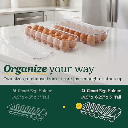 Best Brands Cuisinart Egg Holder for Fridge with Lid – Easy-to-Use Clear Stackable Egg Organizer for Refrigerator Storage, Holds Up to 21 Eggs, Space-Saving Container