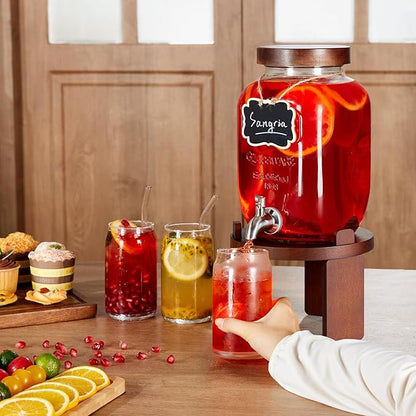 1 Gallon Drink Dispenser for Parties,Glass Beverage Dispenser with Stand,Water Dispenser with 18/8 Stainless Steel Spigot,Lemonade Stand Dispenser for Fridge,Juice,Punch,Cocktails,Ice Tea & Sun Tea - Image 6