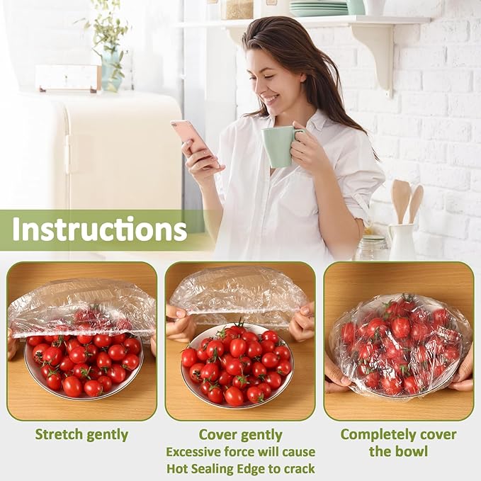 MAQIHAN 200 Bowl Covers for Bread Proofing - Medium Plastic Wrap Food Sourdough Baking Rising Elastic Reusable Plate Covers Outdoor Food Fresh Keeping Bags Shower Cap Hair Deep Conditioning - Image 4