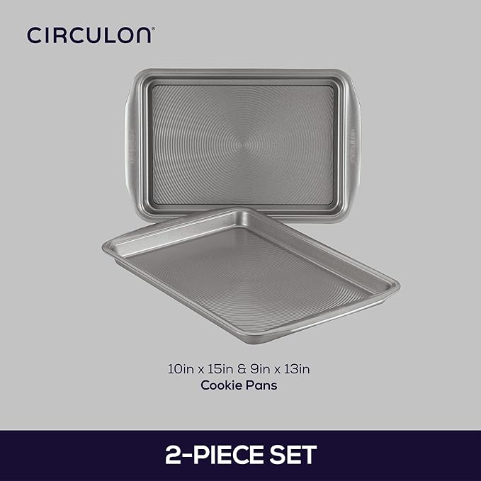 Circulon Bakeware Nonstick Cookie Pan Set, Cookie Sheets for Baking, 2-Piece, Gray - Image 3