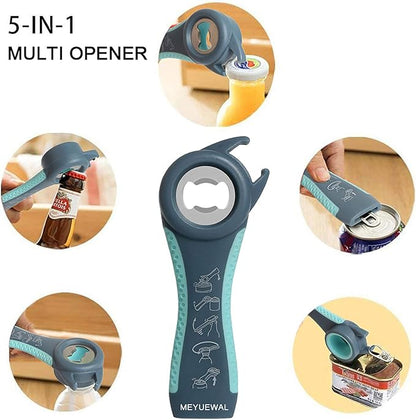 Jar Opener, 5 in 1 Multi Function Can Opener Bottle Opener Kit with Silicone Handle Easy to Use for Children, Elderly and Arthritis Sufferers (New blue) - Image 3