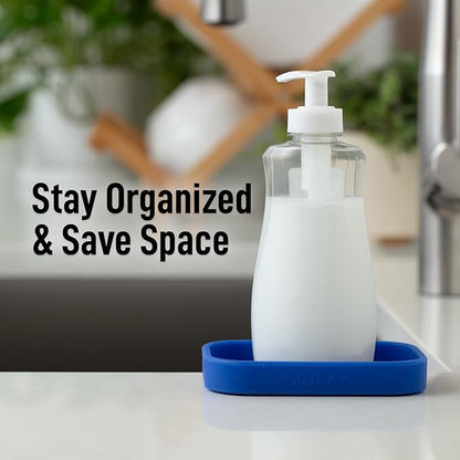 Zulay Kitchen Small Silicone Sponge Holder (4.9x3.3”) – Space-Saving Sink Organizer Tray for Sponge, Soap, Brush & More – Compact Non-Slip Dish for Kitchen & Bathroom (Turkish Sea) - Image 6