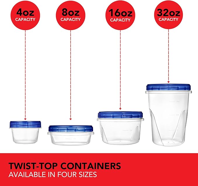 Stock Your Home 8oz Plastic Containers with Twist Top Lids (4 Pack), 1 Cup Small Freezer Containers for Leftover Food, Airtight Reusable Soup Containers with Lids, Microwave and Dishwasher Safe - Image 8