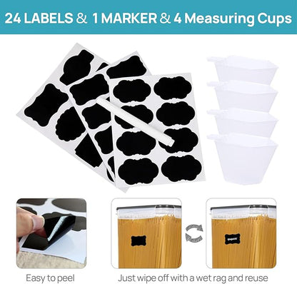Vtopmart 10 PCS Flour and Sugar Storage Container, Large Airtight Food Canisters with Lids for Kitchen, Pantry Organization, BPA Free, Black - Image 5