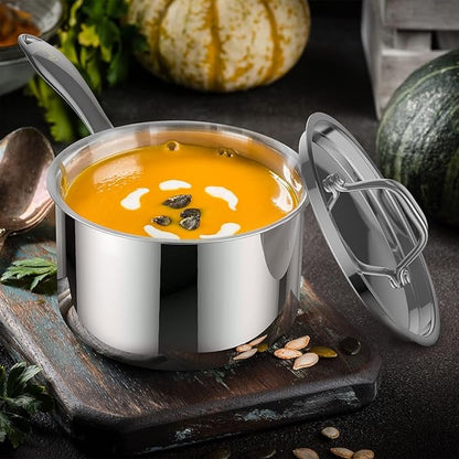 Ciwete 2 Quart Sauce Pan with Lid, Tri Ply Stainless Steel Saucepan 2 Qt with Stainless Steel Lid, 2 Measuring Lines, Upgraded Packaging, Cool Ergonomic Handle, Dishwasher & Oven Safe - Image 7