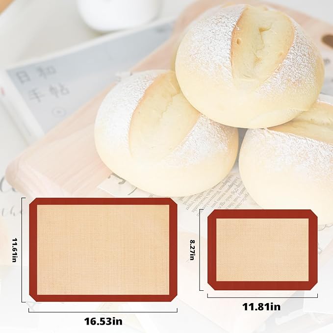 Silicone Baking Mat Set of 3, Silicone Baking Mats Cookie Sheet, Non-Stick Mats for Baking, Easy Clean & Reusable Oven Baking Sheet for Making Macaroons, Cookies (Red) - Image 5