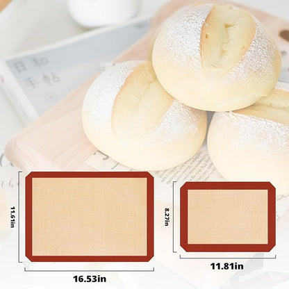 Silicone Baking Mat Set of 3, Silicone Baking Mats Cookie Sheet, Non-Stick Mats for Baking, Easy Clean & Reusable Oven Baking Sheet for Making Macaroons, Cookies (Red) - Image 5