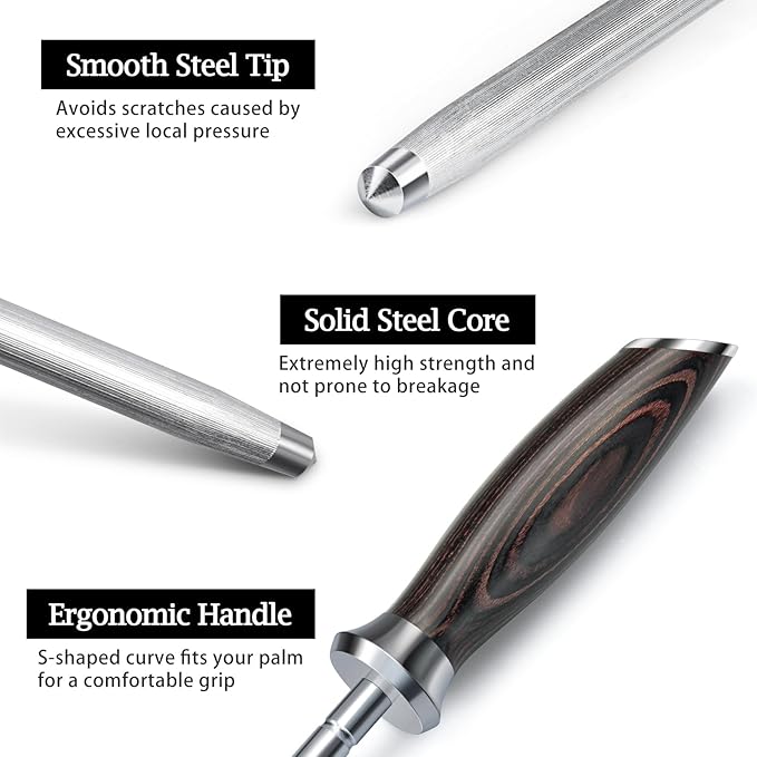 HOSHANHO Honing Rod,10 Inch Professional Kitchen Knife Sharpener Rod, Japanese High Carbon Knife Sharpening Steel with Ergonomic Pakkawood Handle, Ideal for All Chef Knives - Image 3