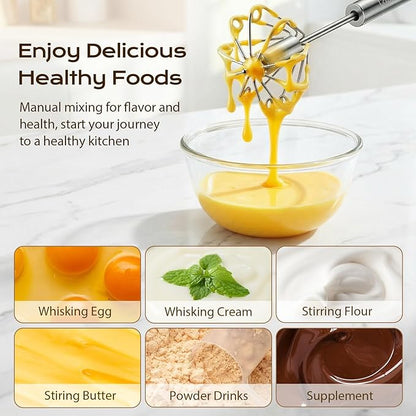 Upgraded Stainless Steel Semi-Automatic Whisk - Easy to Use Whizzy Whisk, Versatile Wisker Tool for Cooking, Kitchen Essential Egg Beater for Baking, Whisking, Beating & Stirring (10in） - Image 5