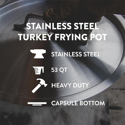 GasOne Stainless Steel Stockpot with Basket – 53qt Stock Pot with Lid and Reinforced Bottom – Heavy-Duty Cooking Pot for Deep Frying, Turkey Frying, Beer Brewing, Soup, Seafood Boil – Satin Finish - Image 3