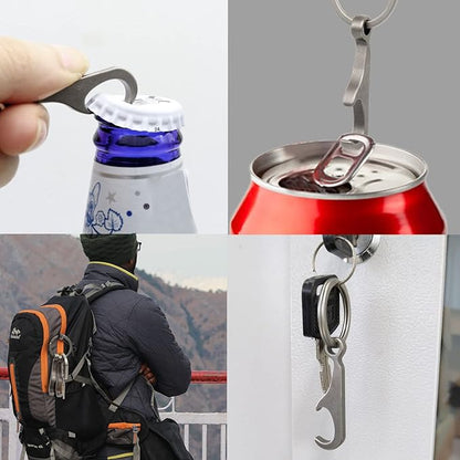Titanium Bottle Opener, Small Keychain Beer Bottle Opener Can Opener with Stainless Steel Key Ring