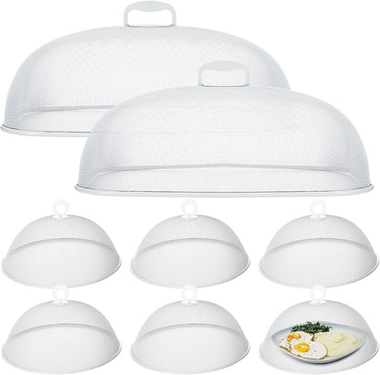 Hicarer 8 Pcs Metal Mesh Screen Food Cover for Outdoors Set Including Extra Large 18.5 in Mesh Food Tents for Outdoor Pcs 11 in Large Dome Picnic Covers (White) by Hicarer