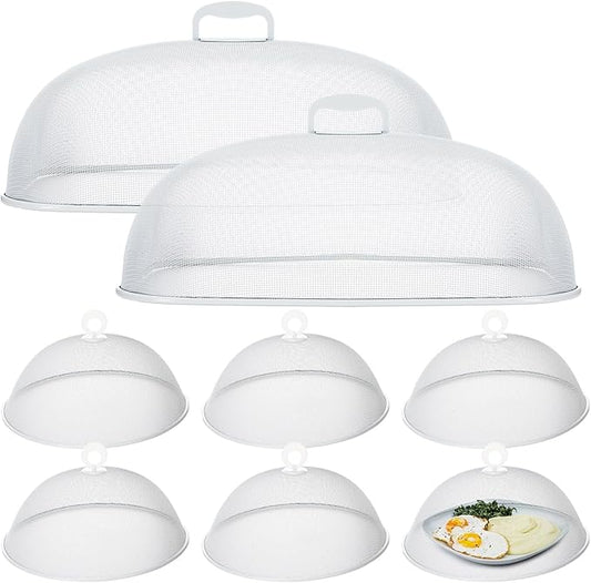 Hicarer 8 Pcs Metal Mesh Screen Food Cover for Outdoors Set Including Extra Large 18.5 in Mesh Food Tents for Outdoor Pcs 11 in Large Dome Picnic Covers (White) by Hicarer