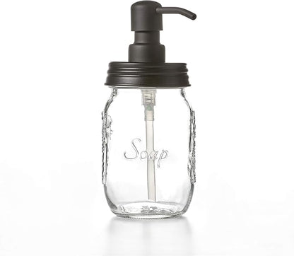 Mason Jar Soap and/or Lotion Dispenser for Hand Sanitizer, Liquid Soap or Hand/Body Lotion (Black, 2pk 16oz)