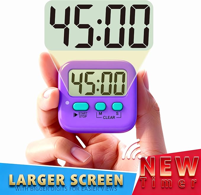 Antonki 2 Pack Digital Timer for Kids, Magnetic Countdown Kitchen Timers for Cooking, Egg, Classroom, Teacher, Exercise, Study, Oven - Battery Included - Image 4