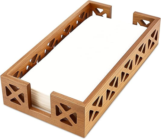 Acacia Wood Paper Towel Holder for Bathroom Counter Decor Trays Table Napkin holder Farmhouse Guest Towel Holder Disposable Hand Towels Tray Bathroom Wooden Kitchen Napkin Holder