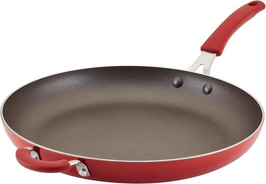 Rachael Ray Cook + Create Nonstick Frying Pan/Skillet with Helper Handle, 14 Inch - Red by RachaelRayKitchenware