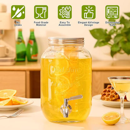 1 Gallon Beverage Dispenser, Glass Drink Dispensers for Parties, Fruit Infuser and Stainless Steel Spigot 100% Leakproof, Beverage Dispenser for Lemonade Sun Tea - Image 2