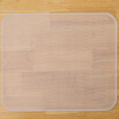 MicoYang Silicone Dish Drying Mat for Multiple Usage,Easy clean,Eco-friendly,Heat-resistant Silicone Mat for Kitchen Counter or Sink,Refrigerator or Drawer Liner Translucent XL 18 inches x 16 inches by MicoYang