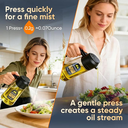 New Upgraded 2 in 1 Oil Sprayer For Cooking, 16oz/470ml Olive Oil Dispenser Bottle for Kitchen