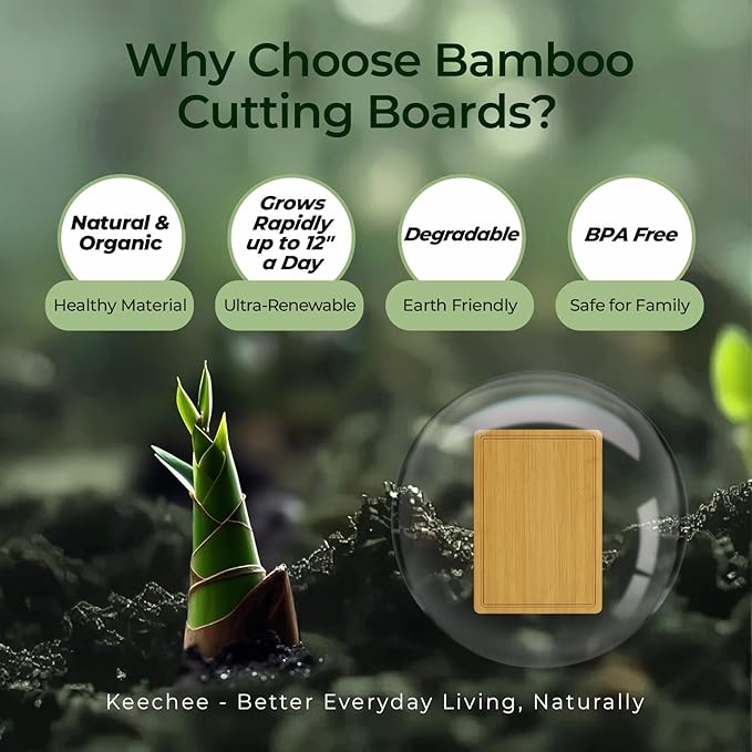 Keechee Kitchen Essentials Natural Bamboo Cutting Board XL With Durable, Knife-Friendly Surface & Deep Juice Groove – Perfect For BBQ(Pre Oiled, Natural) - Image 6