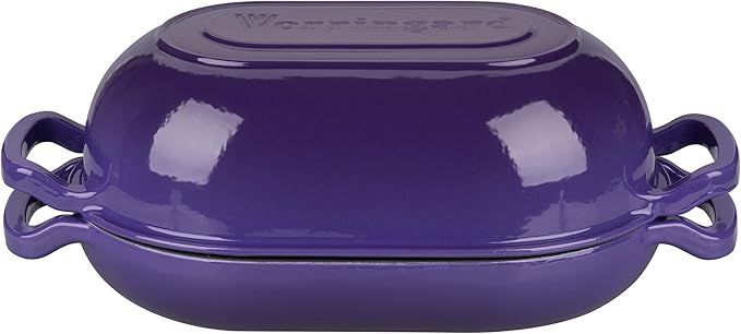 VORRINGARD Enameled Cast Iron Sourdough Bread Oven, Dutch Oven, Loaf Cast Iron Bread Pan for Homemade Bread Baking, Meatloaf Pan with Lid, 5QT, Purple - Image 7