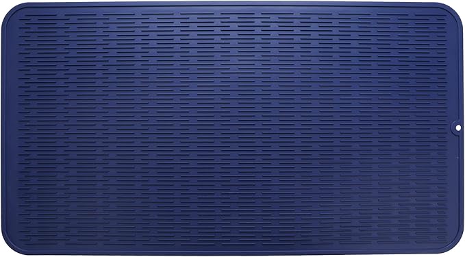 MicoYang Silicone Dish Drying Mat for Multiple Usage,Easy clean,Eco-friendly,Heat-resistant Silicone Mat for Kitchen Counter or Sink,Refrigerator or Drawer Liner Navy Blue 4XL 32 inches x 18 inches by MicoYang