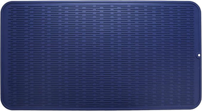 MicoYang Silicone Dish Drying Mat for Multiple Usage,Easy clean,Eco-friendly,Heat-resistant Silicone Mat for Kitchen Counter or Sink,Refrigerator or Drawer Liner Navy Blue 4XL 32 inches x 18 inches by MicoYang