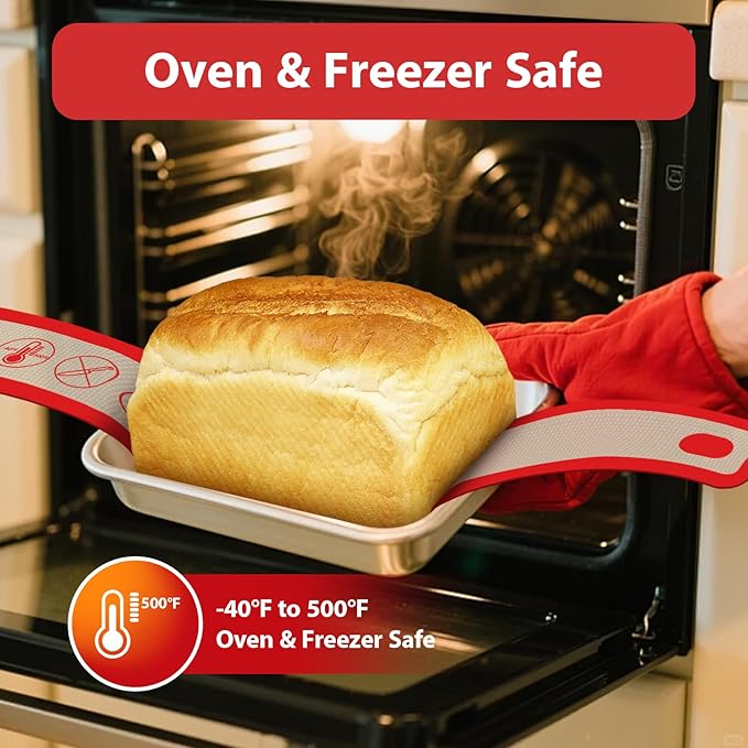Silicone Bread Sling Oval and Round, 2Pcs Non-Stick Reusable Bread Sling, Sourdough Tools & Dutch Oven Accessories, Red - Image 6
