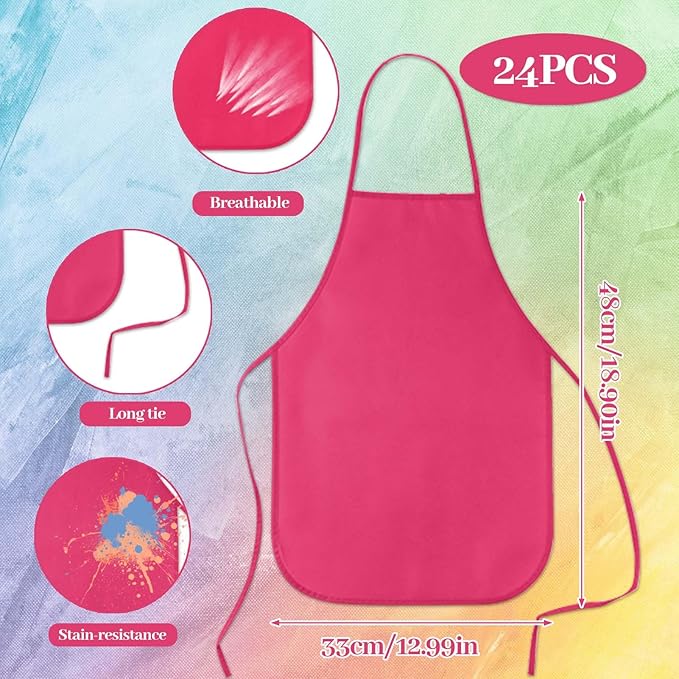 KUUQA 16/24/30/36/40Pcs Kids Apron Painting Aprons for Kids, Kids Paint Apron Art Smock for Classroom Painting Party Supplies