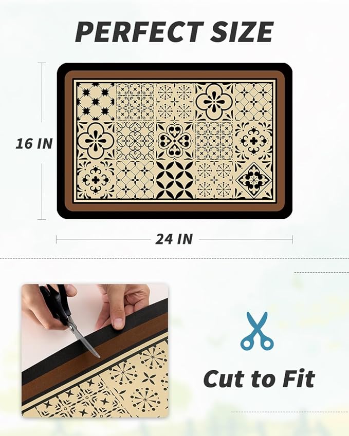 AMOAMI Coffee Mat Hide Stain Rubber Backed Absorbent Dish Drying Mat for Kitchen Counter - Fits Under Coffee Maker - KHAKI 16X24 - Image 7