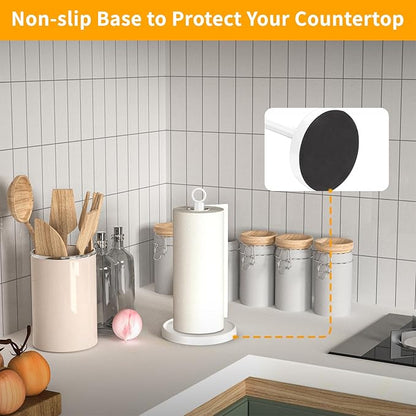 White Paper Towel Holder Countertop, White Kitchen Accessories Decor, Stainless Steel, Paper Towel Holder Stand for Bathroom Farmhouse Essentials, Weighted Base, Anti-Slip - Image 4