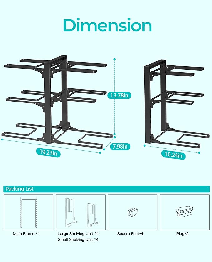 ORDORA 6-Tier Pots and Pans Organizer under Cabinet, Kitchen Cabinet Organizers and Storage, Heavy Duty Pots and Pan Storage Rack Organizer inside Cabinet, Adjustable Pot Rack - Image 4