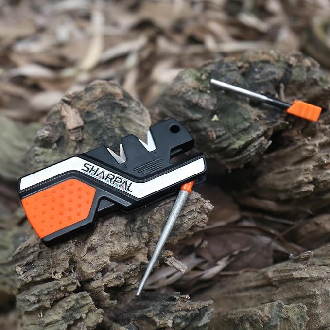 SHARPAL 101N 6-in-1 Pocket Knife Sharpener & Survival Tool – Diamond Sharpening Rod, Fire Starter Ferro Rod, Whistle – Sharpens Straight & Serrated Blades, Repairs & Hones Knives Mothers Day Gifts - Image 3