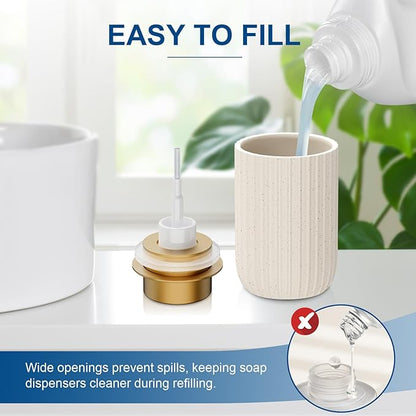 Ceramic Foaming Soap Dispenser, 12 oz Bathroom Foam Hand Soap Dispenser, Refillable Lotion Soap Dispenser with Removable Pump for Kitchen Hand Wash Dispenser, Modern Home Decor(2Pack-Speckled Beige)